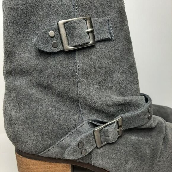 BEARPAW / Amethyst Genuine Suede Heeled Winter Bootie Lined Block Heel Grey 11 - Picture 4 of 16
